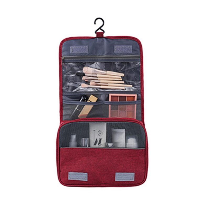 Custom 3-Compartment Hanging Travel Toiletry Bag with Metal Swivel Hook - 2