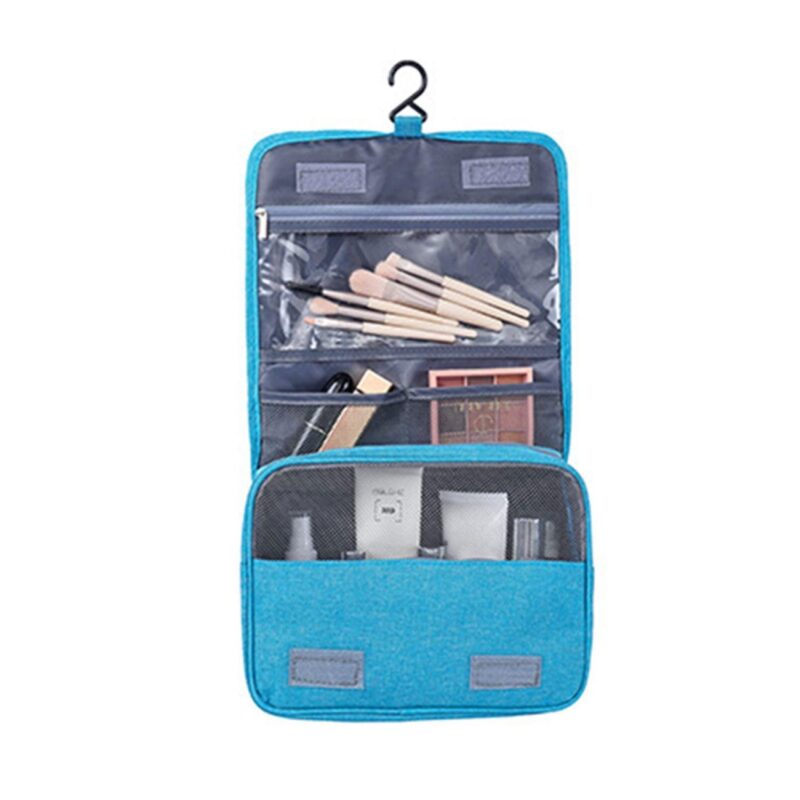 Custom 3-Compartment Hanging Travel Toiletry Bag with Metal Swivel Hook - 4