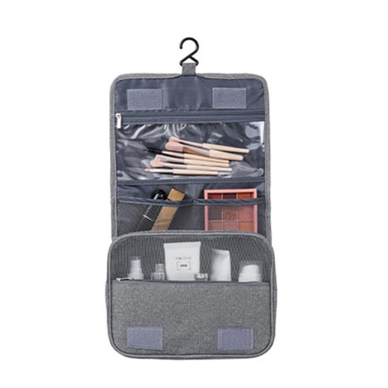 Custom 3-Compartment Hanging Travel Toiletry Bag with Metal Swivel Hook - 6