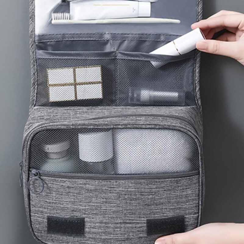 Custom 3-Compartment Hanging Travel Toiletry Bag with Metal Swivel Hook - 7