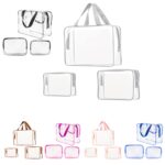 Custom 3Pcs Clear PVC Travel Toiletry Bag Set Waterproof Cosmetic Organizer Storage Bags - 1