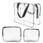 Custom 3Pcs Clear PVC Travel Toiletry Bag Set Waterproof Cosmetic Organizer Storage Bags - 2