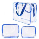 Custom 3Pcs Clear PVC Travel Toiletry Bag Set Waterproof Cosmetic Organizer Storage Bags - 3