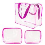 Custom 3Pcs Clear PVC Travel Toiletry Bag Set Waterproof Cosmetic Organizer Storage Bags - 4