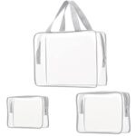 Custom 3Pcs Clear PVC Travel Toiletry Bag Set Waterproof Cosmetic Organizer Storage Bags - 7