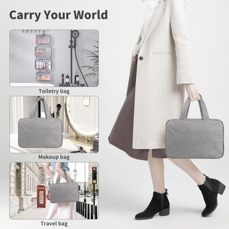 Custom 4 Sections Foldable Hanging Toiletry Bag Travel Organizer - 2