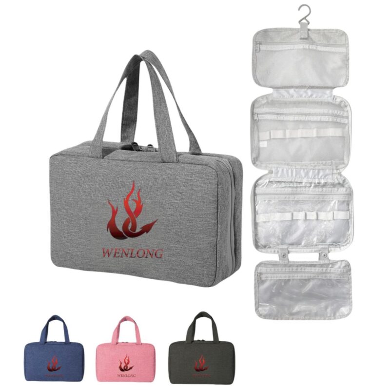 Custom 4 Sections Foldable Hanging Toiletry Bag Travel Organizer