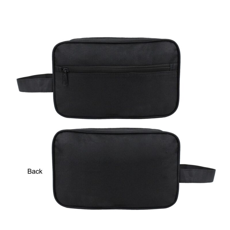 Custom 600D Vinyl-Backed Polyester Double Zipper Toiletry Bag - 1
