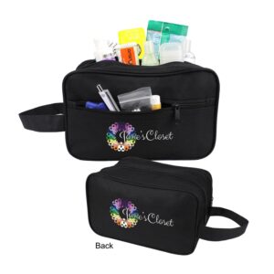 Custom 600D Vinyl-Backed Polyester Double Zipper Toiletry Bag