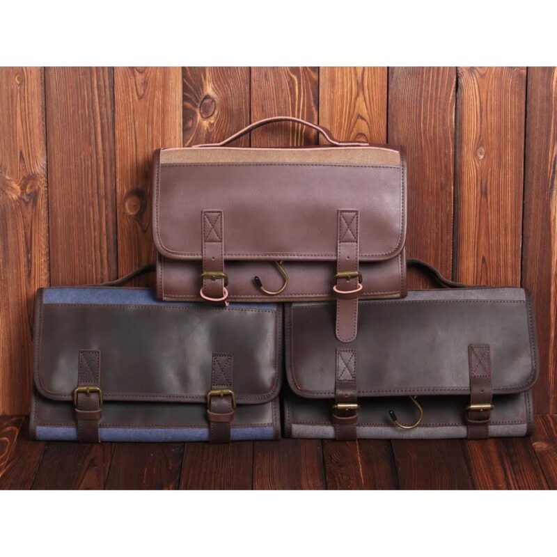 Custom Almeria Canvas Leather Toiletry Bag - 1