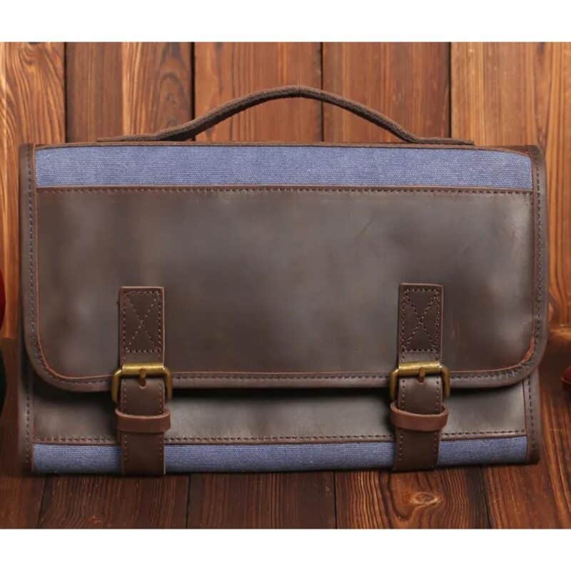 Custom Almeria Canvas Leather Toiletry Bag - 2