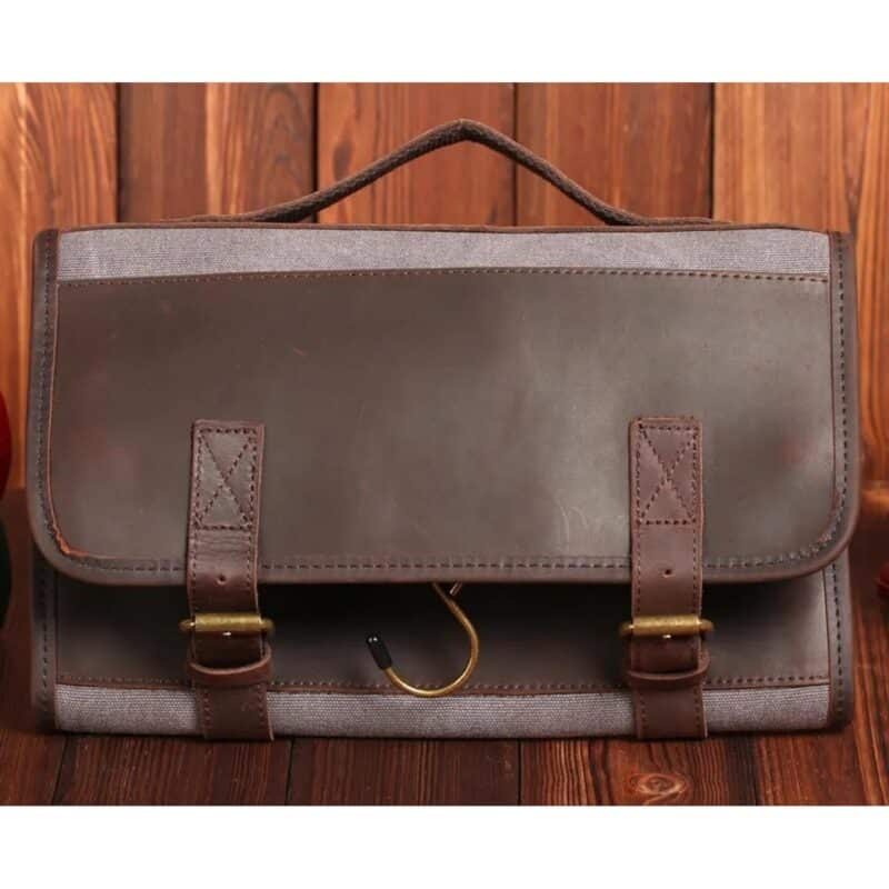 Custom Almeria Canvas Leather Toiletry Bag - 4