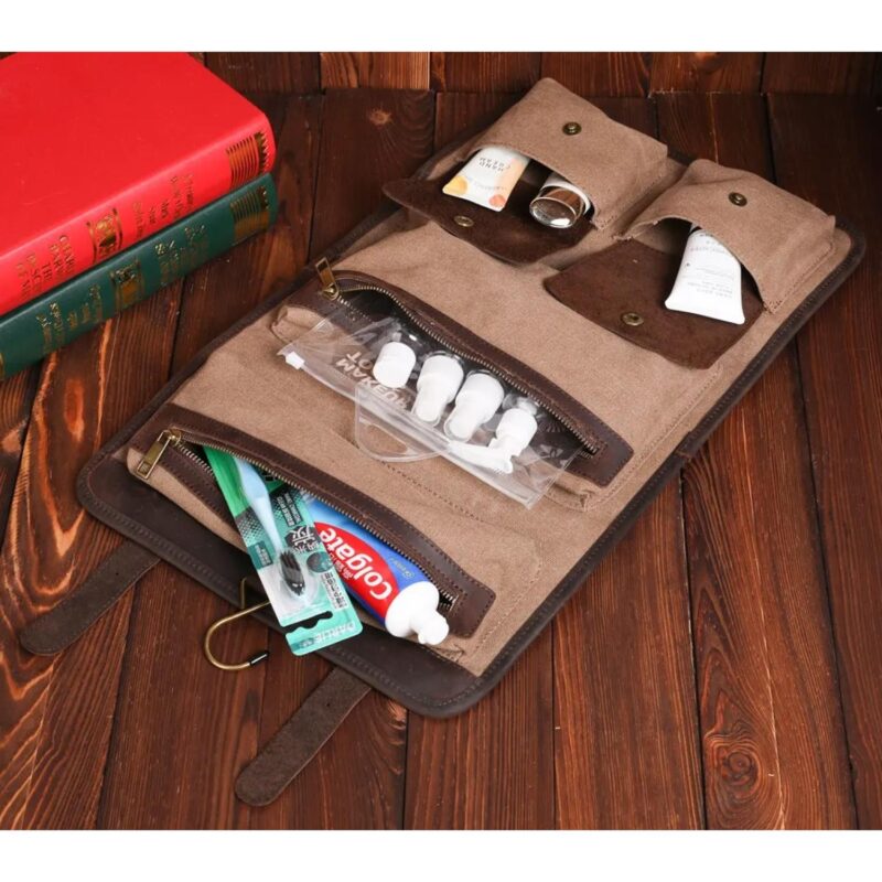 Custom Almeria Canvas Leather Toiletry Bag - 5