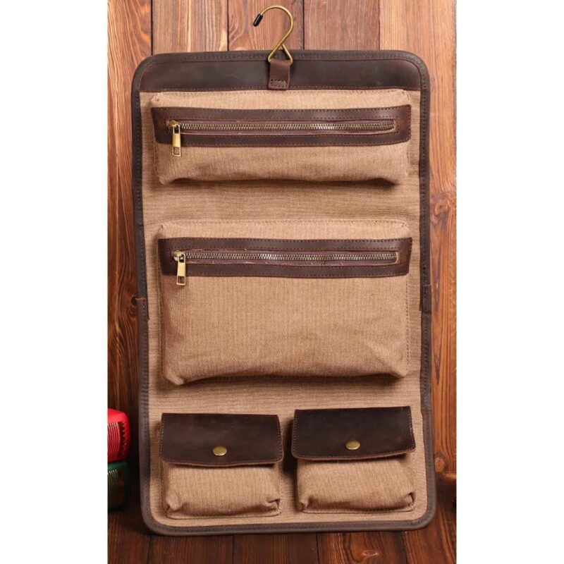 Custom Almeria Canvas Leather Toiletry Bag - 6