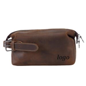 Custom Buffalo Leather Unisex Toiletry Bag
