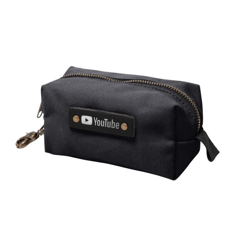 Custom Canvas Small Dopp Kit with Brass Clip | Full Grain Leather | Made in USA - 7