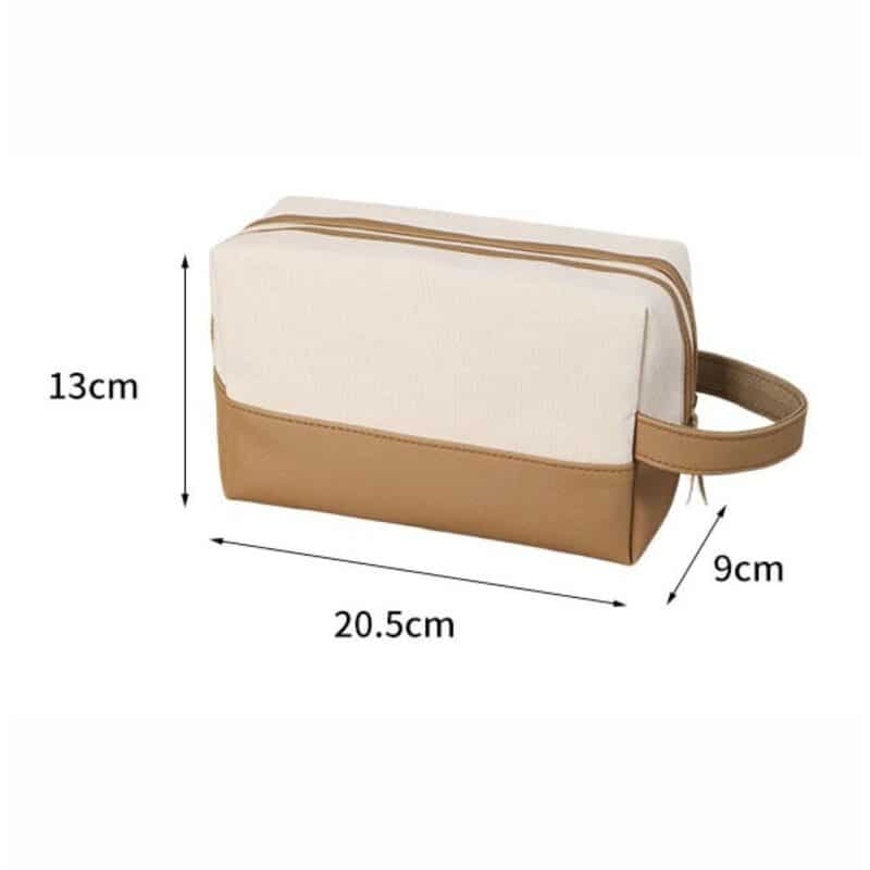 Custom Canvas Zipper Toiletry Bag with Carry Handle - 1
