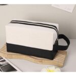 Custom Canvas Zipper Toiletry Bag with Carry Handle - 2