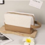 Custom Canvas Zipper Toiletry Bag with Carry Handle - 5