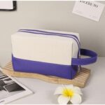 Custom Canvas Zipper Toiletry Bag with Carry Handle - 7