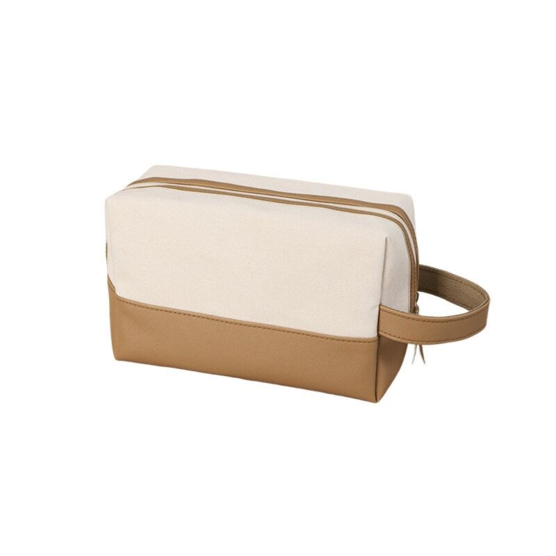 Custom Canvas Zipper Toiletry Bag with Carry Handle