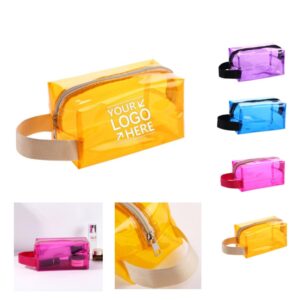 Custom Clear Cosmetic Toiletry Bag With Handle