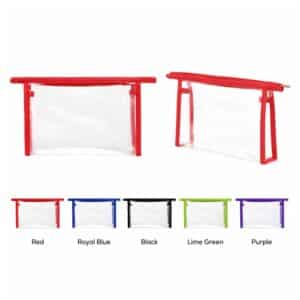 Custom Clear PVC Carry Handle Toiletry Bag with 80GSM Non-Woven Trim