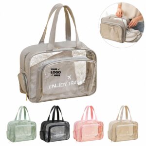 Custom Clear PVC Toiletry Bag With Shoe Compartment