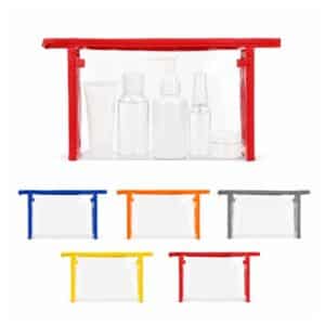 Custom Clear PVC Toiletry Bag with 80GSM Non-Woven Trim