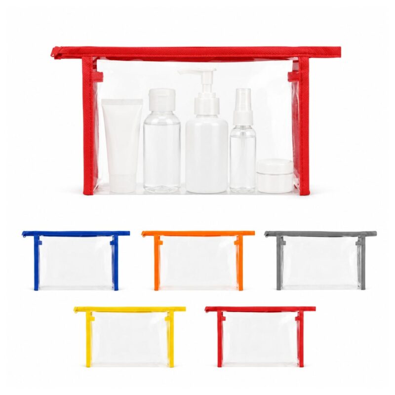 Custom Clear PVC Toiletry Bag with 80GSM Non-Woven Trim