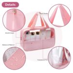 Custom Clear PVC Travel Toiletry Bag with PU Leather Body and Handle - 1