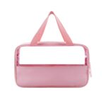 Custom Clear PVC Travel Toiletry Bag with PU Leather Body and Handle - 6