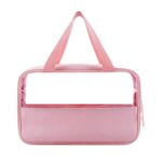Custom Clear PVC Travel Toiletry Bag with PU Leather Body and Handle - 7