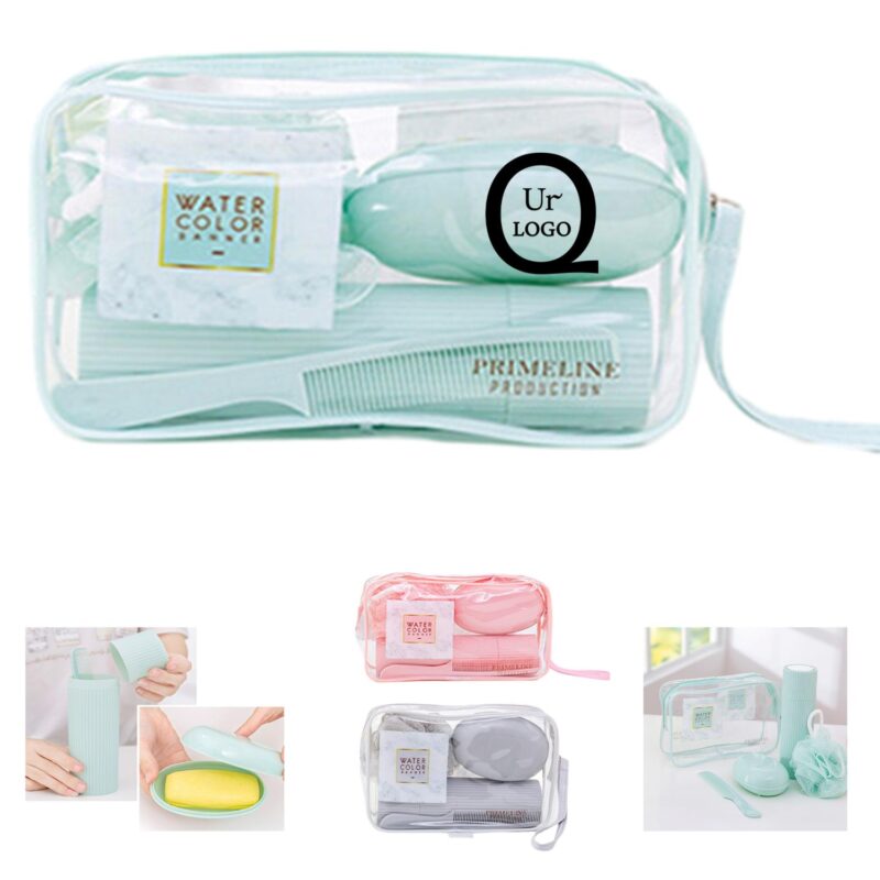 Custom Clear Pvc Toiletry Bag Set W/ Travel Accessories