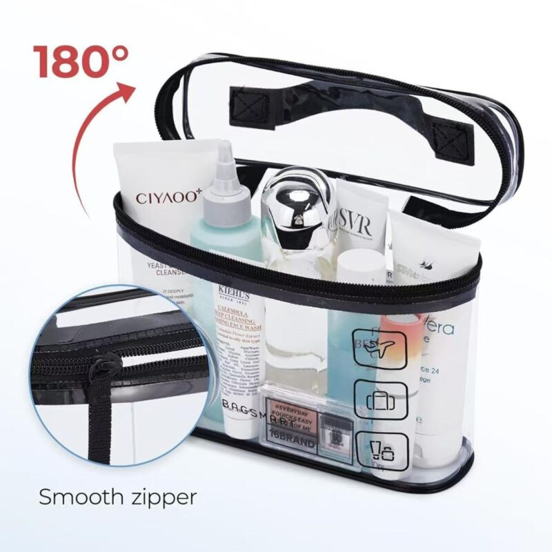 Custom Clear Travel Toiletry Bag - Waterproof PVC Cosmetic Organizer With Handle - 2