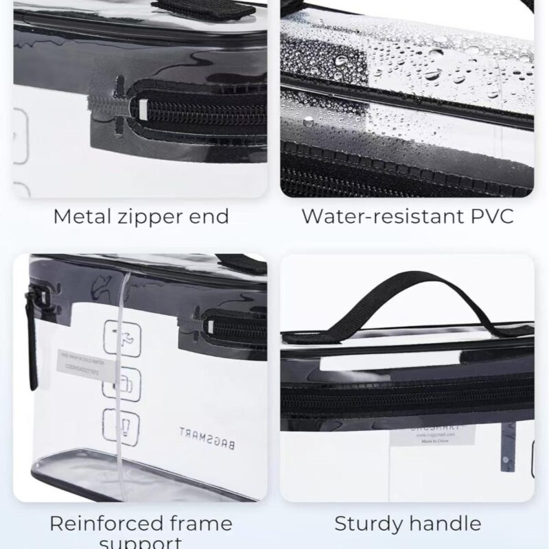 Custom Clear Travel Toiletry Bag - Waterproof PVC Cosmetic Organizer With Handle - 4