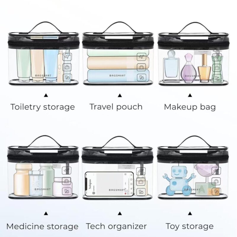Custom Clear Travel Toiletry Bag - Waterproof PVC Cosmetic Organizer With Handle - 5