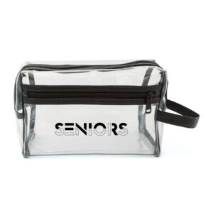 Custom Clear Vinyl Toiletry Bag w/ Leatherette Accent