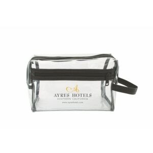 Custom Clear Vinyl Toiletry Bag w/ Leatherette Accent