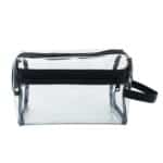 Custom Clear Vinyl Toiletry Bag w/ Leatherette Accent - 2