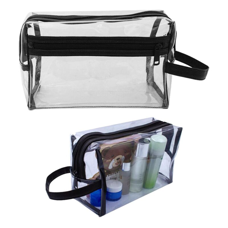 Custom Clear Vinyl and Leatherette Toiletry Bag - 1