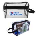 Custom Clear Vinyl and Leatherette Toiletry Bag