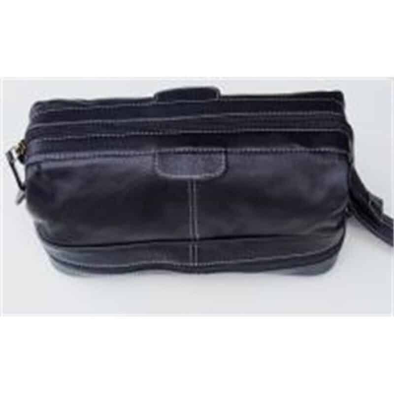 Custom Cow Leather Dopp Kit w/Bottom Zip Compartment - 1