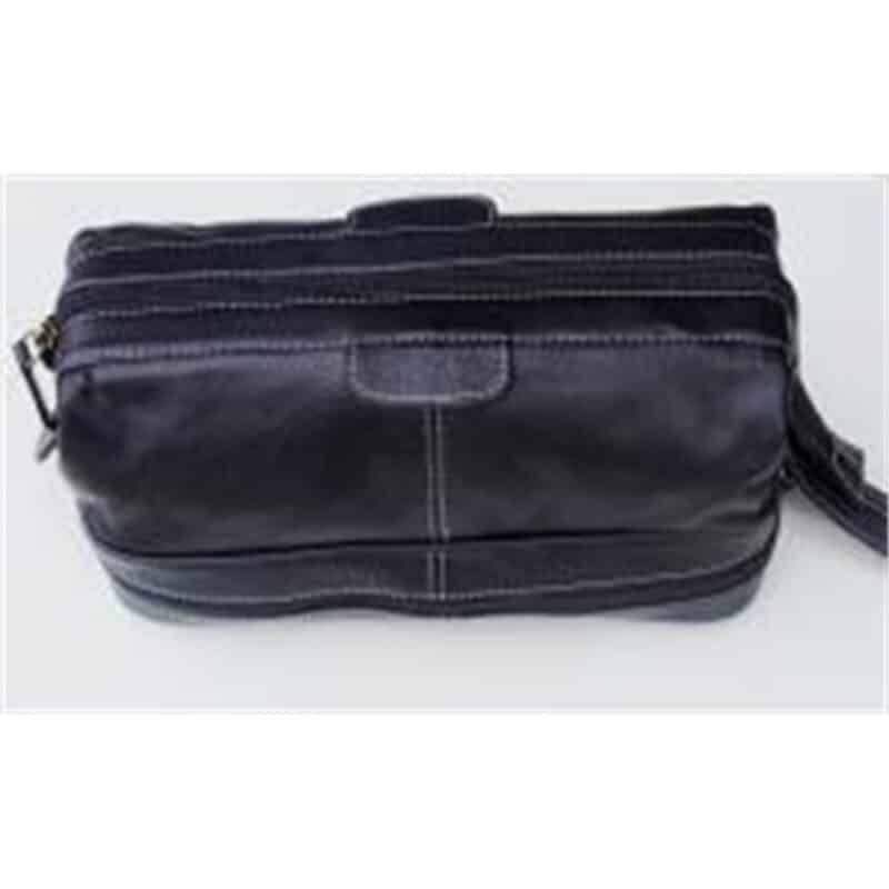 Custom Cow Leather Dopp Kit w/Bottom Zip Compartment