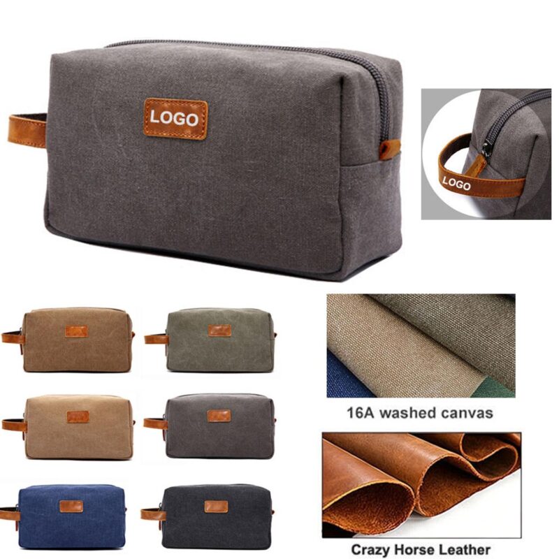 Custom Custom Vintage Canvas Travel Toiletry Bag Personalized Dopp Kit Men Women Logo Available