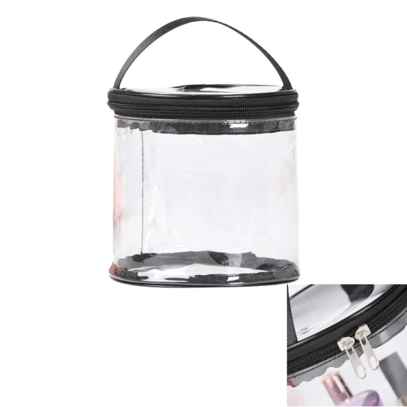Custom Cylindrical Clear PVC Toiletry Bag - 1