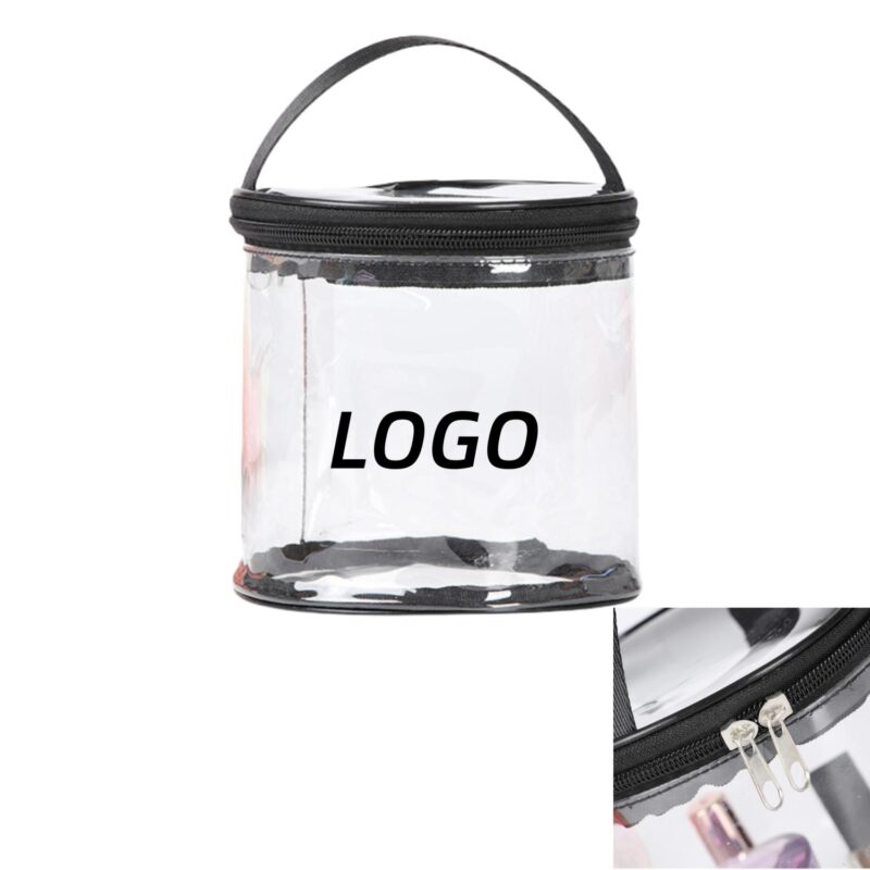 Custom Cylindrical Clear PVC Toiletry Bag