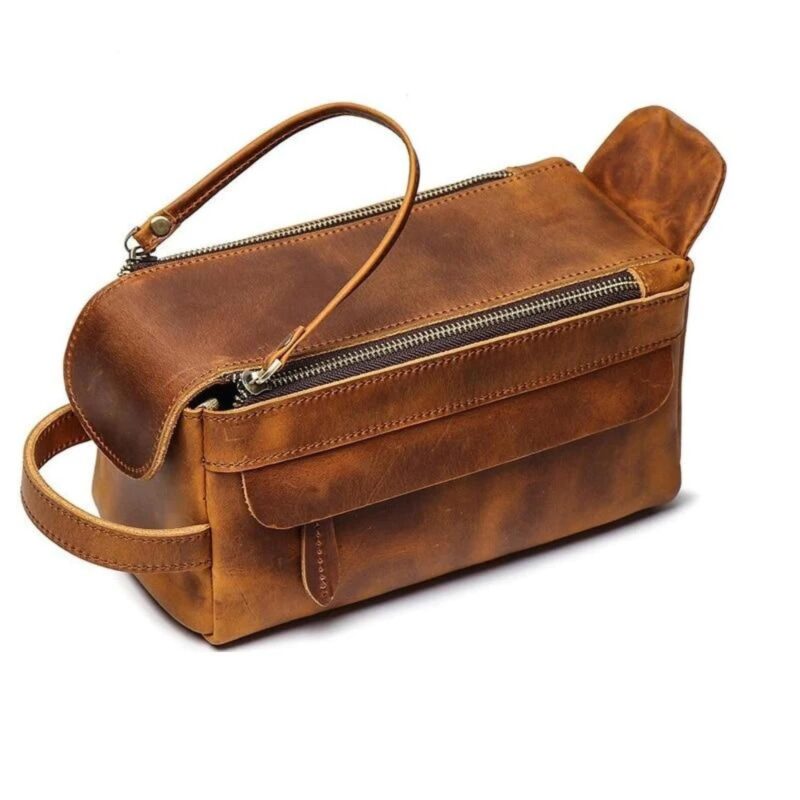 Custom Dado Handmade Leather Dopp Kit Toiletry Bag (9.8"x5.5"x4.5") - 6