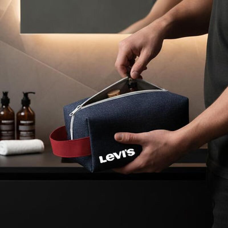 Custom Denim Dopp Kit