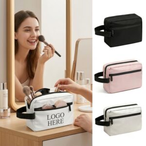 Custom Double Layer PU Toiletry Bag With Waterproof Compartment